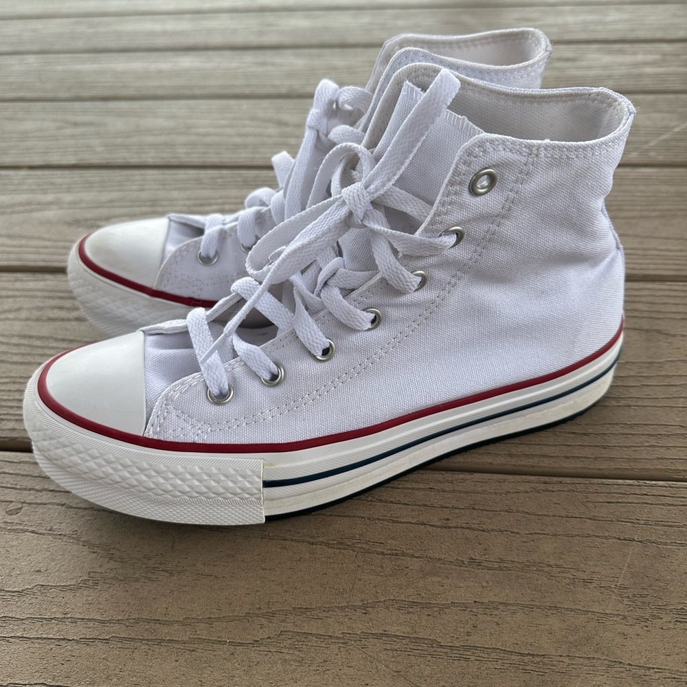 Converse White and Red Kids High-Top Sneakers